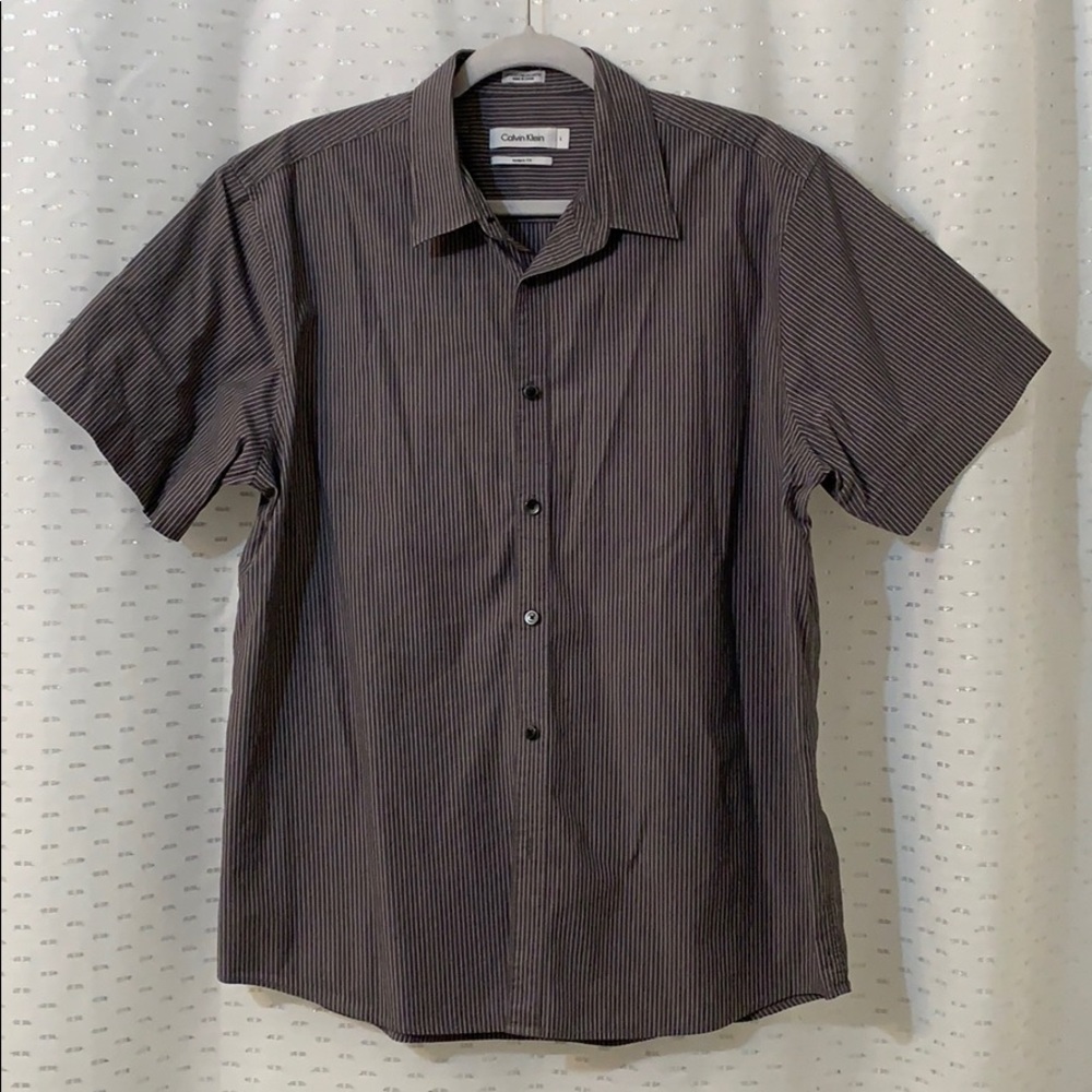 Calvin Klein-Striped Short Sleeves Shirt EUC